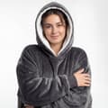 JAXY Oversized Bærbar Teppe-hettegenser, Sherpafleece-fôret med Store Lommer, Én Størrelse Gave til Menn og Kvinner, Grå