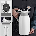 Miniatyrbild 1 av 4: Isolerad vattenkokare med glasfoder, extra lång isolering, termos, hemmakaffe vit white 1900ml