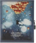 Secret Notebook Padlock With Lock Cover Notepad Lock With Key Padlock Carton (Luminous Parachute)