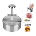Burgerpress, form för köttfärs, justerbar köttfärspress, hamburgerpress + bakplåtspapper, för fester, köttbullar, ravioli