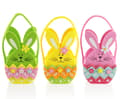 com-four® 3X Easter Basket to Fill - Felt Gift Bag with Easter Bunny - Easter and Spring Decoration (3 Baskets - 19x11cm)