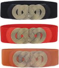 3-pak dame elastisk bælte med bredt vintage design