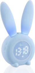 Illuminated Alarm Clock for Children, Cute Rabbit Alarm Clock, Bedside Lamp Snooze Function, Night Light, Gift for Children, Boy - Blue [DB]