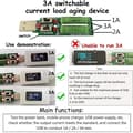 Miniatyrbillede 2 af 5: USB C-tester, 2-i-1 Type C USB-tester Farveskærm IPS Digital Multimeter, Spænding, Strøm, Effekt, Temperatur