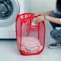 Miniatyrbilde 3 av 10: Pop Up Vaskemaskinpose Foldbar Vaskkurv RØD red