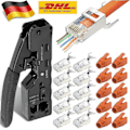 Miniatyrbillede 1 af 5: RJ45 Krympeværktøj + 10 Cat7-stik Sæt Netværksværktøj Lan-kabeltang Cat 7/6