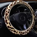 Leopard Print Fluffy Steering Wheel Cover, Universal 37-39cm Warm Winter Protector