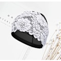 Miniatyrbillede 4 af 5: Dame svømmehætte damer vandtæt svømmehætte blonde blomst svømmehætte badehætte ørebeskyttelse hætte super elastisk turban svømmehætte