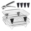 8 inch Square Air Fryer Rack, 3-Pack Stackable Stainless Steel Dehydrator Rack with Silicone Feet