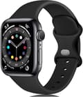 Silikonebånd (Sort, Stor) Kompatibelt med Apple Watch Rem