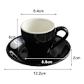 Pikkukuva 2 / 4: Posliininen espressokuppi aluslautasella, espressokuppi, 80 ml / 2,7 oz Black