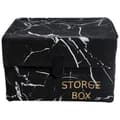 Marble Portable Storage Box Dustproof Storage Box Organizer with Holder Home Bathroom Accessories-Black