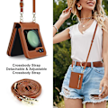 Miniatyrbillede 3 af 5: Z Flip 5 Pung Etui, Crossbody Lynlås Læder Etui med Støttefod til Samsung Galaxy Z Flip 5 med Kortlommer Black