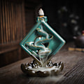 Miniatyrbillede 1 af 5: Høj kvalitet tilbageflow røgelsebrænder vandfald, keramisk firkantet røgelsebrænder lotus aromaterapi dekoration, egnet til hjemmet