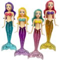 Miniatyrbilde 1 av 4: Havfrue Pool Dykkeleker for Barn, 4 Pakk Badeleker for Småbarn Havfrue Prinsesse Hale Finne Flytende Morsomme Vann Badekar Leker