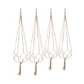 Miniatyrbilde 1 av 5: 4-delt sett med plantehengere i tau, for innendørs og utendørs hagedekor, 2 stk 105 cm og 2 stk 90 cm, 4 bein