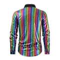 Miniatyrbillede 3 af 5: Herre Skjorte Langærmet Geometrisk Knap Lapel Skinnende T-shirt (M Multicolor)