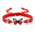 Miniatyrbillede 1 af 5: Justerbart sommerfuglearmbånd, justerbart reb sommerfuglearmbånd til piger, kvinders dejlige sommerfugle charme armbånd (rød)