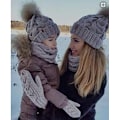 Miniatyrbild 3 av 4: 2 stycken mössa i stickad bomull för mamma och barn, matchande mössor för familjen