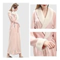 Miniatyrbilde 3 av 4: Dame Morgenkåpe Badekåpe Varm Myk Fleece Lange Kapper Nattskjorte (M Rosa)