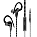Pikkukuva 1 / 5: Kuulokkeet 3,5 mm urheilukuulokkeet Super Stereo -kuulokkeet Hienkestävät juoksukuulokkeet mikrofonilla Korvakoukku-kuulokkeet
