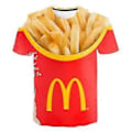 Miniatyrbillede 2 af 3: Franske Pomfritter 3D-Printet T-Shirt Mænd Kvinder Sjov Tee T-shirt Oversize Stree(S B)