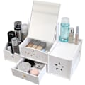 Miniatyrbillede 3 af 5: (Firkantet spejl) Makeup opbevaring Multifunktionel arrangør, Hvid skrivebords badeværelse arrangør, Makeup S