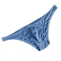Miniatyrbilde 1 av 5: Menn Truser Isilke Tynn Stripe Solid Farge U Konveks Inne Slitasje Sexy Hurtig Tørk Thong Truser Underbukser (XL Blå)