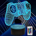 Miniatyrbillede 1 af 5: 3D Gamepad Illusion Lampe, Spilcontroller Natlampe med Fjernbetjening og Timerfunktion 16 Farveskiftende Spilværelses Dekoration Bedste Gamer Gave