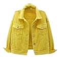 Miniatyrbilde 2 av 4: Damejakke i denim, vår og høst, varm, ensfarget, lang erme, yttertøy, XXXL, gul