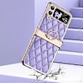 Pikkukuva 5 / 5: Rhinestone-pinnoitettu suojakotelo Samsung Galaxy Z Flip 4:lle, PU-nahkakansi saranasuojauksella ja sormuksella