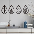 Miniatyrbilde 5 av 5: Metallisk veggdekor, Fire elementer, dekorativ boho-kunst for stue
