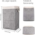 Miniatyrbilde 3 av 4: Stor Vaskkurv 50 x 41 x 31 cm, Foldbar Vaskpose med Tau