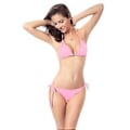 Miniatyrbillede 1 af 5: Dame Delt Badedragt G-streng Komfortabel Mode 2-delt Stropløs Svømmedragt Wrap Strandtøj Halter String Bikinisæt Pink L(L Pink)