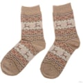 Miniatyrbilde 2 av 2: Jule-sokker for kvinner, nordisk Fair Isle, midtkalf, juleelg, festlige lange sokker (3 par khaki)