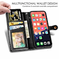 Miniatyrbilde 5 av 5: Solidfarget Lærveske med Spenne for iPhone 13 Pro Max (Svart)