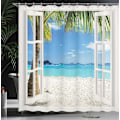Miniatyrbillede 3 af 5: Strand Polyester Bruseforhæng (180*180cm), Tropisk Palm Strand T