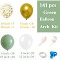 Miniatyrbillede 4 af 4: 141 stk Olivengrønne Balloner Bue Garland Kit til Bryllup Fødselsdag
