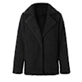 Miniatyrbillede 2 af 3: Dame Teddy Bear Fleece Fluffy Jakke Cardigan Frakke Yderbeklædning (M Sort)