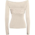Miniatyrbilde 2 av 4: Kvinners Langærmet Skjorte Basic Crop Top Mote 2024 Base Layer Stretchy Slim Fitted Y2K Topper Mesh Sheer T-skjorte (Khaki, L)