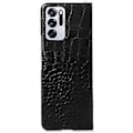Miniatyrbillede 2 af 3: Til Oppo Find N Krokodille Tekstur Foldbar Telefonetui Ægte Kødkvægslæder Belagt PC+TPU Cover (Style A)