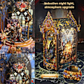Miniatyrbillede 3 af 5: DIY trædukkehusbøger, bogkrogssæt med LED-lys, 3D-puslespilsbygningsmodelkit, miniature C