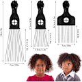 Miniatyrbilde 2 av 5: 3 stk metall afrokam forskjellige lengder afro pick kam frisørkam afro hårbørste for menn