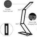 Miniatyrbilde 3 av 5: Sammenleggbar LED Skrivebordslampe - Sammenleggbar Bærbar USB Bordlampe Med 3 Lysstyrkeinnstillinger - For Hjem, Lesing, Studier, Arbeid, Reise, Gave