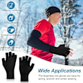 Miniatyrbillede 5 af 5: (2 par) Sorte One Size Fingerless Strikkede Handsker Varme Halv Finger Handsker Vinter Strik Kørehandske