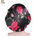 Miniatyrbillede 5 af 5: ( sort blomst) Bred Elastisk Satin Nattrue til Kvinder, Lon