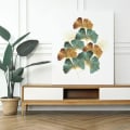 Miniatyrbillede 2 af 5: XL Ginkgo Blade Guld Vægklistermærker (76x87 cm) I selvklæbende