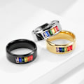 Miniatyrbilde 3 av 4: Regnbue Rustfritt Stål Ring Pride Ring Giftering for Menn Kvinner