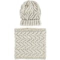 Miniatyrbild 2 av 2: Hatt + Halsduk Set för Kvinnor Vinter Chunky Stickad Beanie Mössa Halsvärmare Set (Beige)