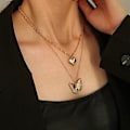 Miniatyrbillede 1 af 5: Vintage Butterfly Halskæde Kvinder Guld Rustfrit Stål Blad Slangekæder Æstetiske Charms Choker Kvinder Smykker Gave Til Mujer-xl381 ( X2169)